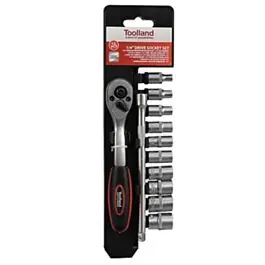 Ratelsleutel 1/4 met doppenset 12 stuks Toolland HSOSS4 Professioneel