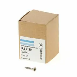 Weekendaanbieding Hoenderdaal Spaanplaatschroef RVS platverzonken kop PZ2 voldraad 3.5X20 (per 200 stuks)