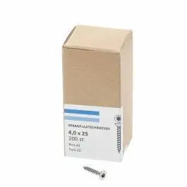 Wereldwijde Verzending Hoenderdaal Spaanplaatschroef RVS platverzonken kop TX20 voldraad 4.0X25 (per 200 stuks)