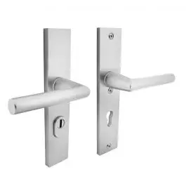 Wereldwijde Verzending Intersteel SKG3 veiligheidsbeslag rechthoekig 250x50mm kruk/kruk Jura met veerconstructie profielcilindergat 72mm met kerntrekbeveiliging aluminium F1