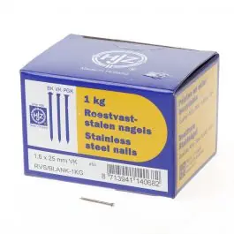 Uitverkoop Hjz RVS nagels verloren kop 1.6 x 25mm 1kg