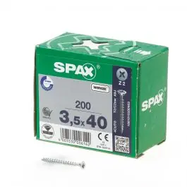 Topkwaliteit Spax Spaanplaatschroef platverzonken kop verzinkt pozidriv 3.5x40mm (per 200 stuks)