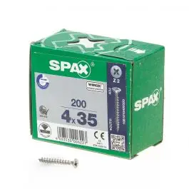 Voordeelprijs Spax Spaanplaatschroef platverzonken kop verzinkt pozidriv 4.0x35mm (per 200 stuks)