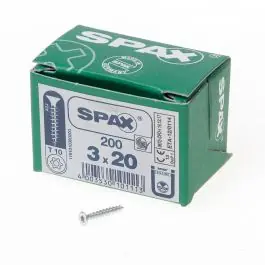 Topkwaliteit Spax Spaanplaatschroef platverzonken kop verzinkt T-Star T10 3.0x20mm (per 200 stuks)