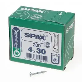 Voordeelprijs Spax Spaanplaatschroef platverzonken kop verzinkt T-Star T20 4.0x30mm (per 200 stuks)